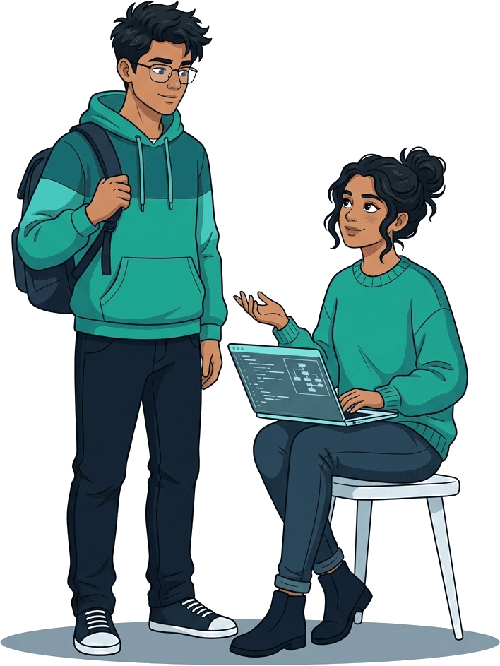 Students discussing and comparing next-generation entrance exam formats