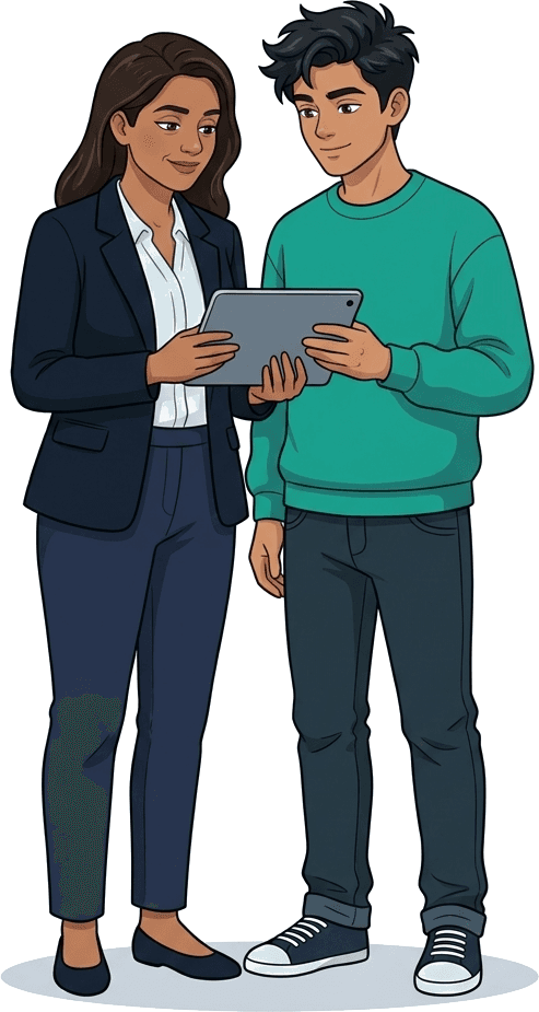 Parent and student reviewing college admissions due diligence together